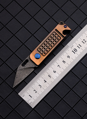 赤马玉龙折刀口袋大马士革刃防身便携随身EDC实用户外万物皆可盘