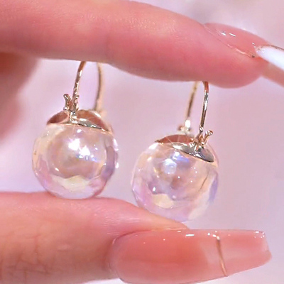 独特人鱼姬灯泡珠耳扣耳环新款