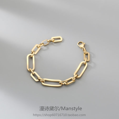 不掉色女士简约钛钢女设计感手链