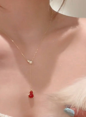 新中式红色葫芦吊坠项链秋冬百搭