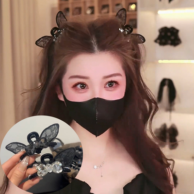 精致爱心锆石蝴蝶结兔耳朵抓夹