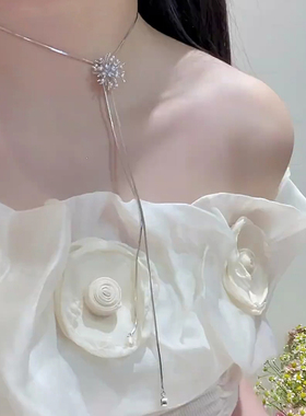 小众设计感抽拉烟花长款项链