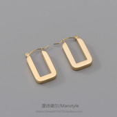 几何长方形耳扣耳环气质高级大气钛钢耳饰防过敏2020年新款 潮女款