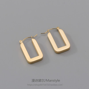几何长方形耳扣耳环气质高级大气钛钢耳饰防过敏2020年新款 潮女款