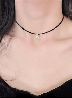 黑色水晶洋气百搭锁骨链