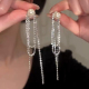 925银针多层扁珠链长流苏珍珠圆脸耳环显瘦高级感耳饰2024年新款