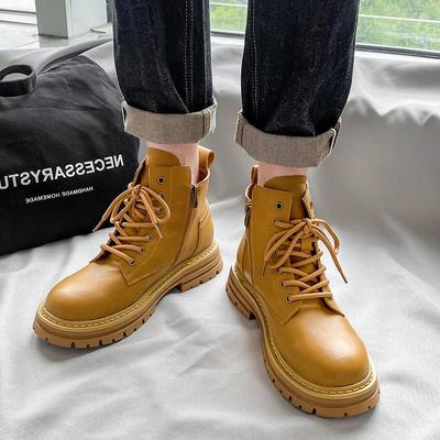 马丁靴男款冬季潮男高帮皮鞋真皮英伦风工装男靴厚底踢不烂大黄靴