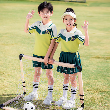 高货速发校服小学生夏季短袖一年级纯棉班服套装夏天运动会定制幼