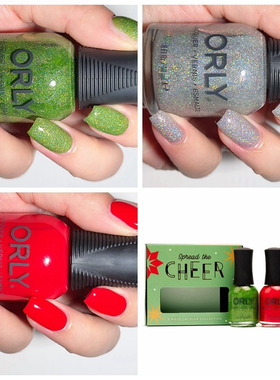 美国orly指甲油12free2024圣诞系列经典配色绿色红色闪片防水免烤