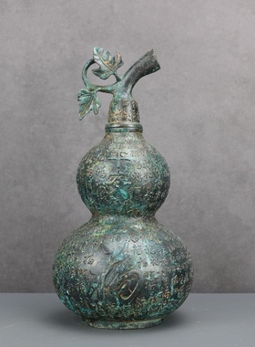 纯铜青铜百福葫芦摆件福字新中式家居客厅玄关装饰工艺品开业礼物