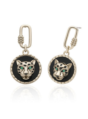 Favorite街头风潮酷个性豹子头耳环女2024年y2k朋克帅气黑色耳钉