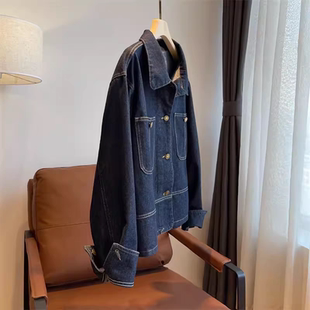 春新款 棉质混纺牛仔手感柔软挺阔性明线落肩牛仔外套女ys410