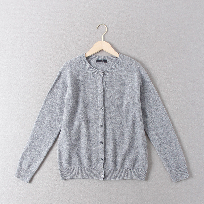 出西班牙单！女经典纯色百搭极简风羊毛+羊绒混纺长袖针织开衫