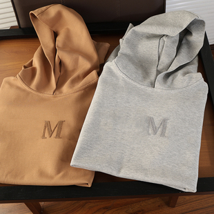 太重磅了！意大利单！秋新款胸前字母毛巾绣宽松显瘦连帽卫衣1013