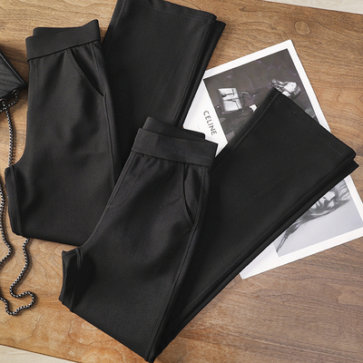 2025春季新款 黑色微喇叭裤高腰显瘦修身直筒休闲裤长裤女cx221