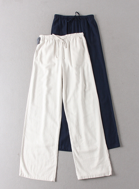 出西班牙单！22.9欧元！亚麻混纺松弛感松紧腰宽松阔腿直筒长裤