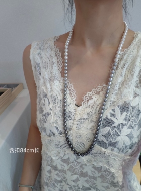 ISLA孤岛8月新款倪妮同款大溪地色8-10mm渐变施家珍珠项链925银扣