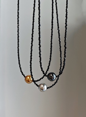 ISLA孤岛施家珍珠大溪地浓金铂金灰项链红玛瑙细款颈链金锁骨链女