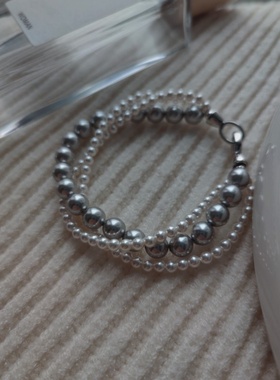 ISLA孤岛三层真多麻色施家珍珠扭扭手链复古轻奢通勤饰品925银