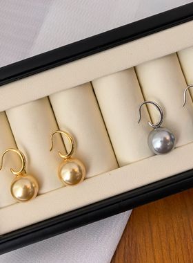ISLA孤岛新款S925纯银简单时尚耳勾施家12mm珍珠耳环通勤百搭精致