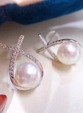 ISLA孤岛10mm施家珍珠耳钉澳白光925银通勤百搭轻奢ins风耳环耳饰