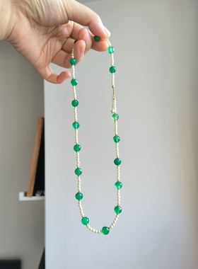 ISLA孤岛【碧山】原创新中式珍珠绿玉髓毛衣链长项链手链通勤小众