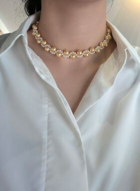 ISLA孤岛法式复古仿珍珠编织项链女高级感遮疤痕锁骨链2026新款