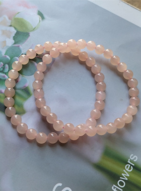 天然正品和田玉藕粉手串女生串珠藕粉色玉石圆珠绝美手链女珠串