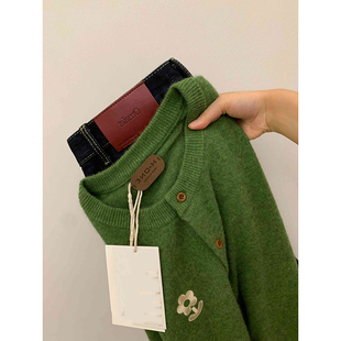 外套女秋 薄款 2025新款 韩系氛围感穿搭小香风上衣绿色针织毛衣开衫