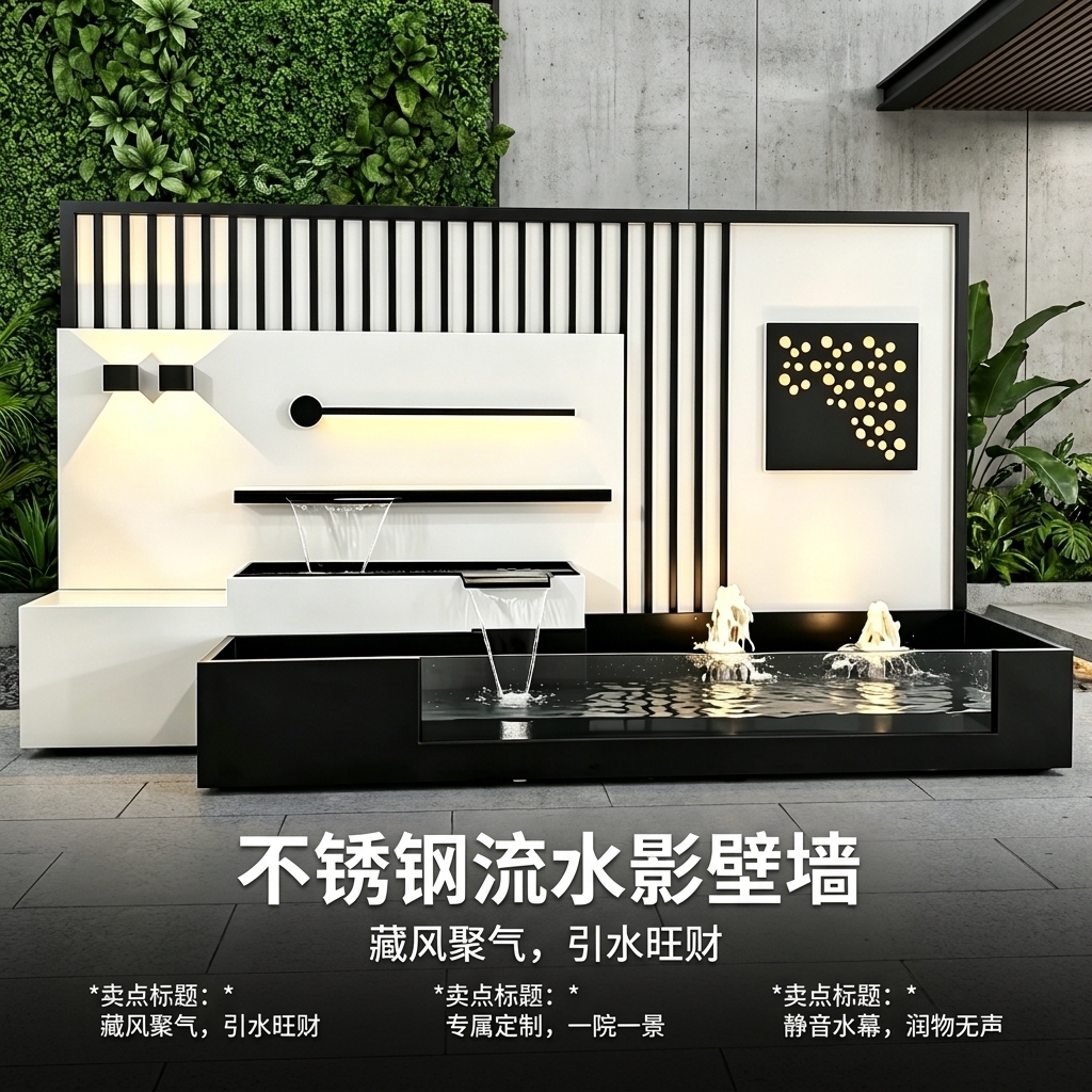 水幕墙流水屏风庭院入户影壁墙