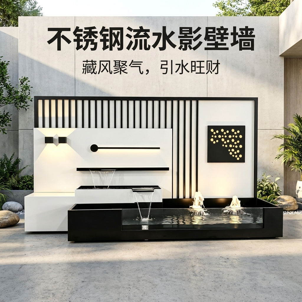 不锈钢水幕墙流水屏风影壁墙