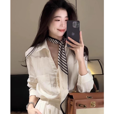 黑白条纹2025新款高级感长条形小丝巾女细窄搭配衬衫夏季飘带绑包