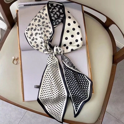 腰果波点长条丝巾女腰带2025新款高级感搭西装衬衫系脖小领巾绑包