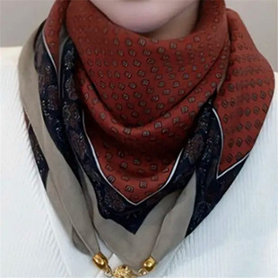 万能百搭小方巾秋冬护颈磁吸扣围巾装饰丝巾棉绒手感披肩外搭高级