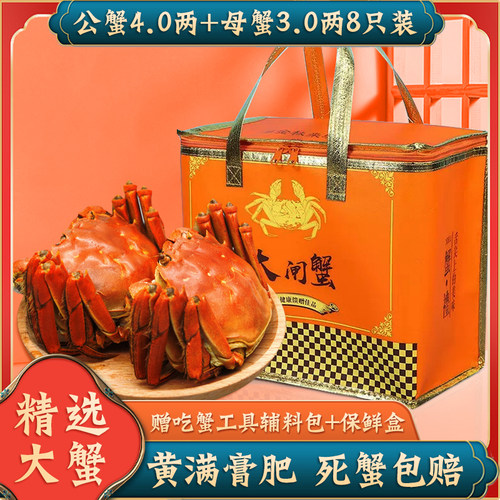 大闸蟹鲜活特大螃蟹生态礼盒装