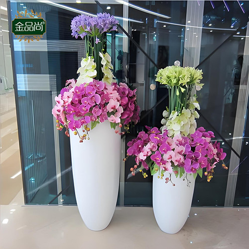 圆锥形户外玻璃钢花盆庭院花园落地种植装饰花箱6920ABC D40xH60