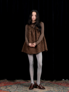 拙守 羊毛蓬蓬翻领可爱背心裙百搭叠穿毛呢波点花苞短裙上衣裙