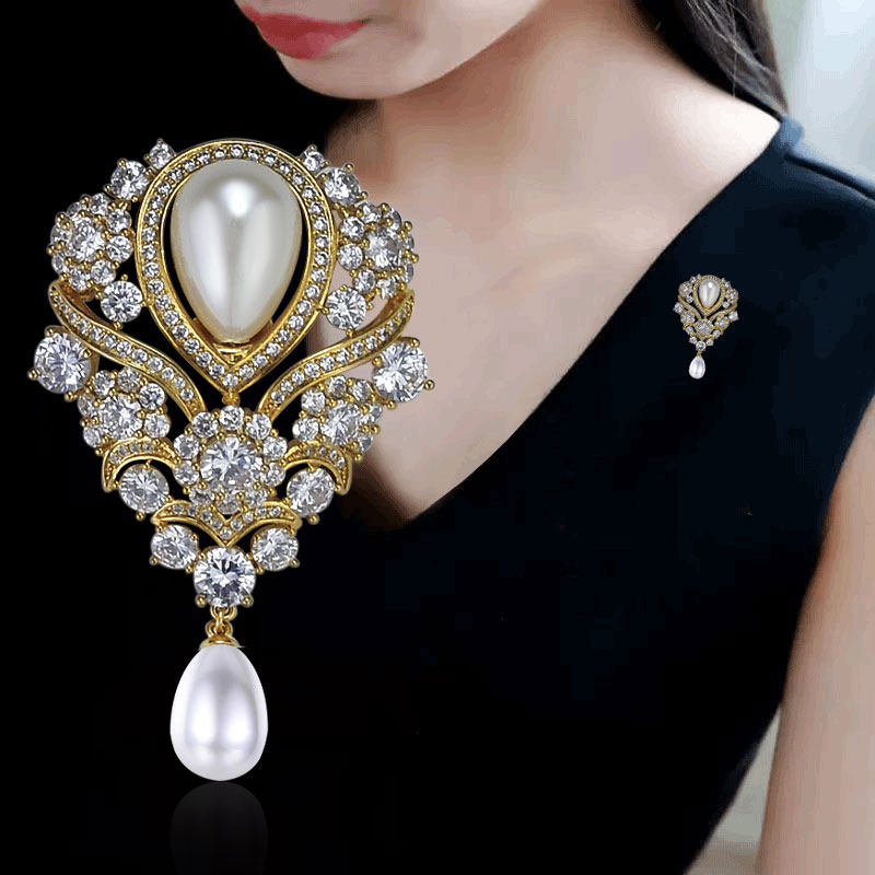 泪滴见花仿珍珠胸针高档女精致奢华气质小众设计个性宫廷风胸花潮,饰品/流行首饰/时尚饰品新,胸针,淘宝优惠券,粉丝福利购,淘宝优惠卷