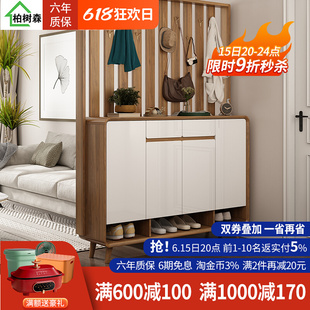 进门口鞋柜挂衣架一体靠墙家用玄关隔断柜简约现代衣帽柜鞋凳组合