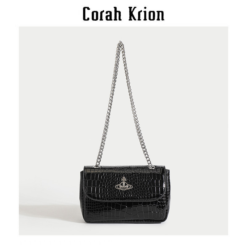 corahkrion小众设计西太后小方包2022新款鳄鱼纹链条腋下包斜挎包