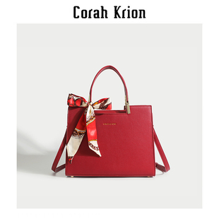 CorahKrion妈妈包大气中年女士包包女大容量红色手提包高级感婚包
