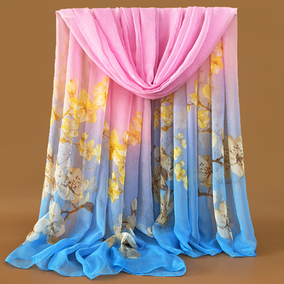 秋冬高档纱巾长条洋气新款丝巾时尚女士鳄鱼保暖围巾爆款防晒披肩