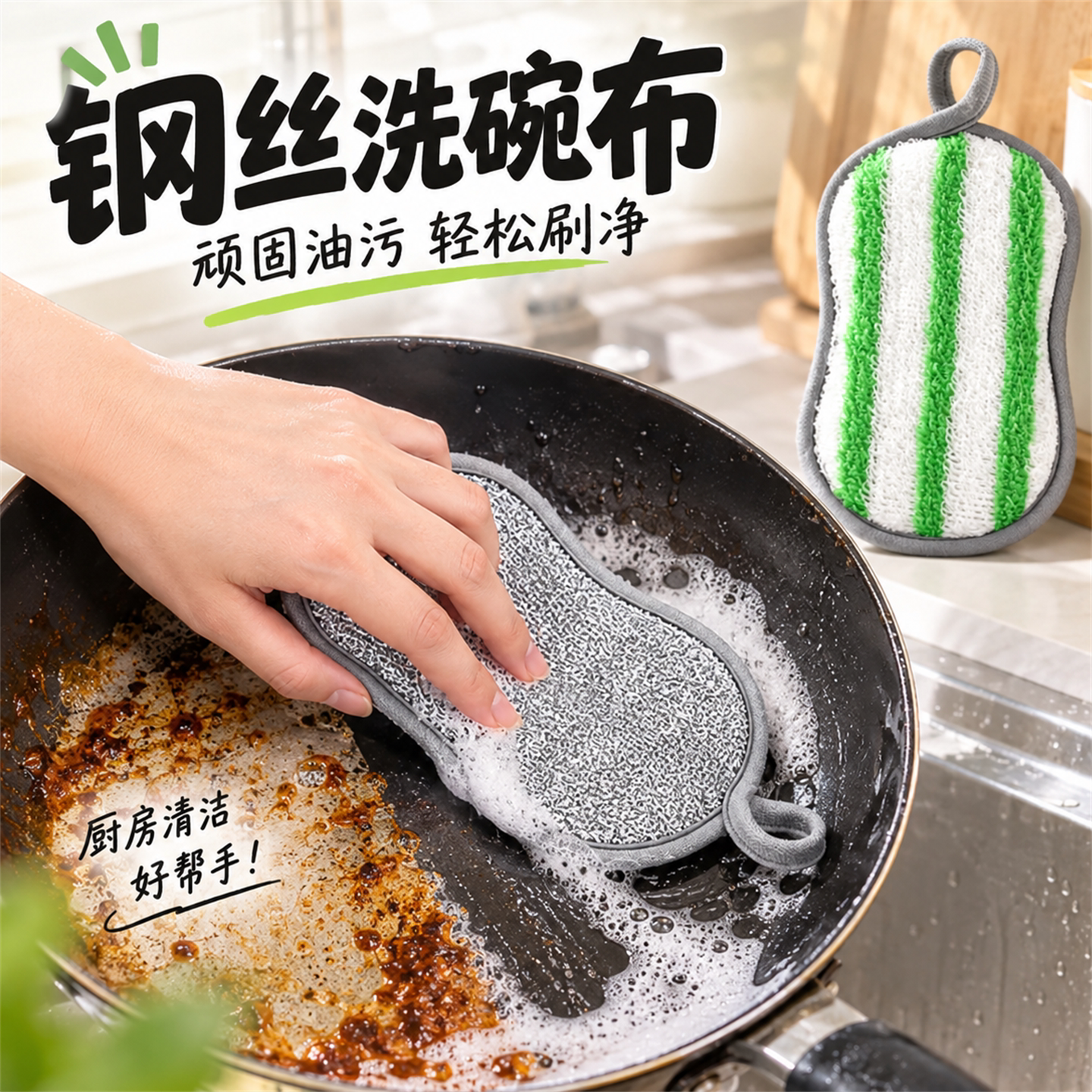 家用厨房双面洗碗海绵多功能百洁抹布刷锅刷碗海绵擦海绵擦块