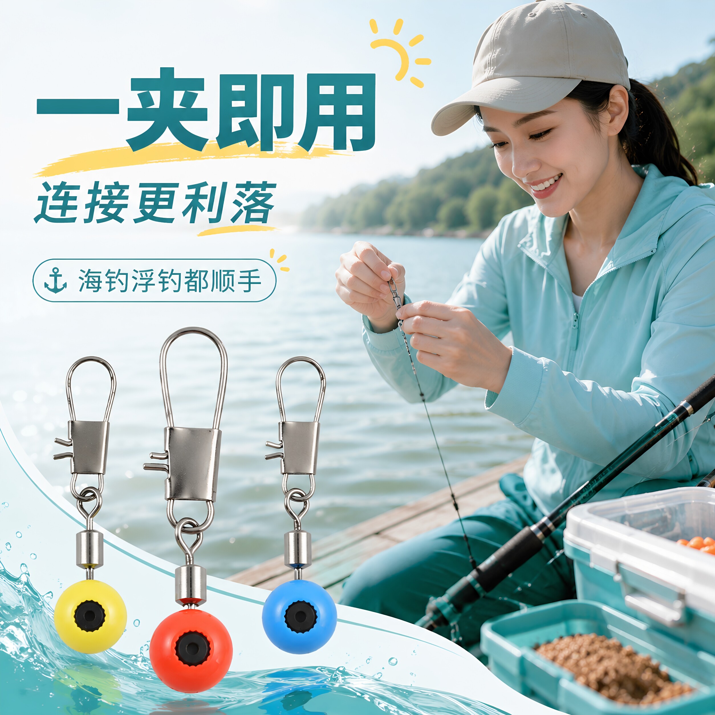 海豆连接器8字环海用太空豆矶钓浮漂座八字环别针远投滑漂小配件