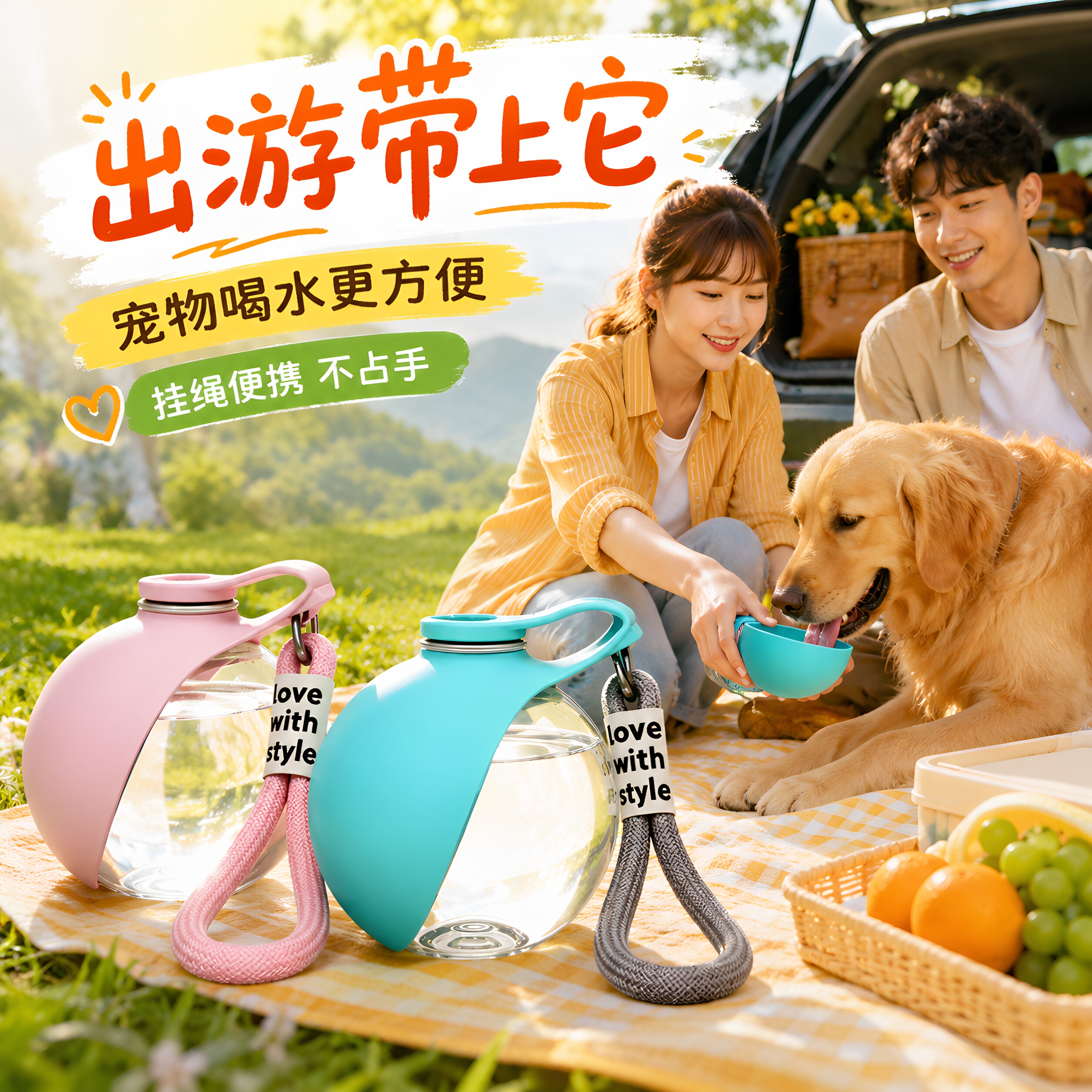 猫狗便携可折叠球形饮水器