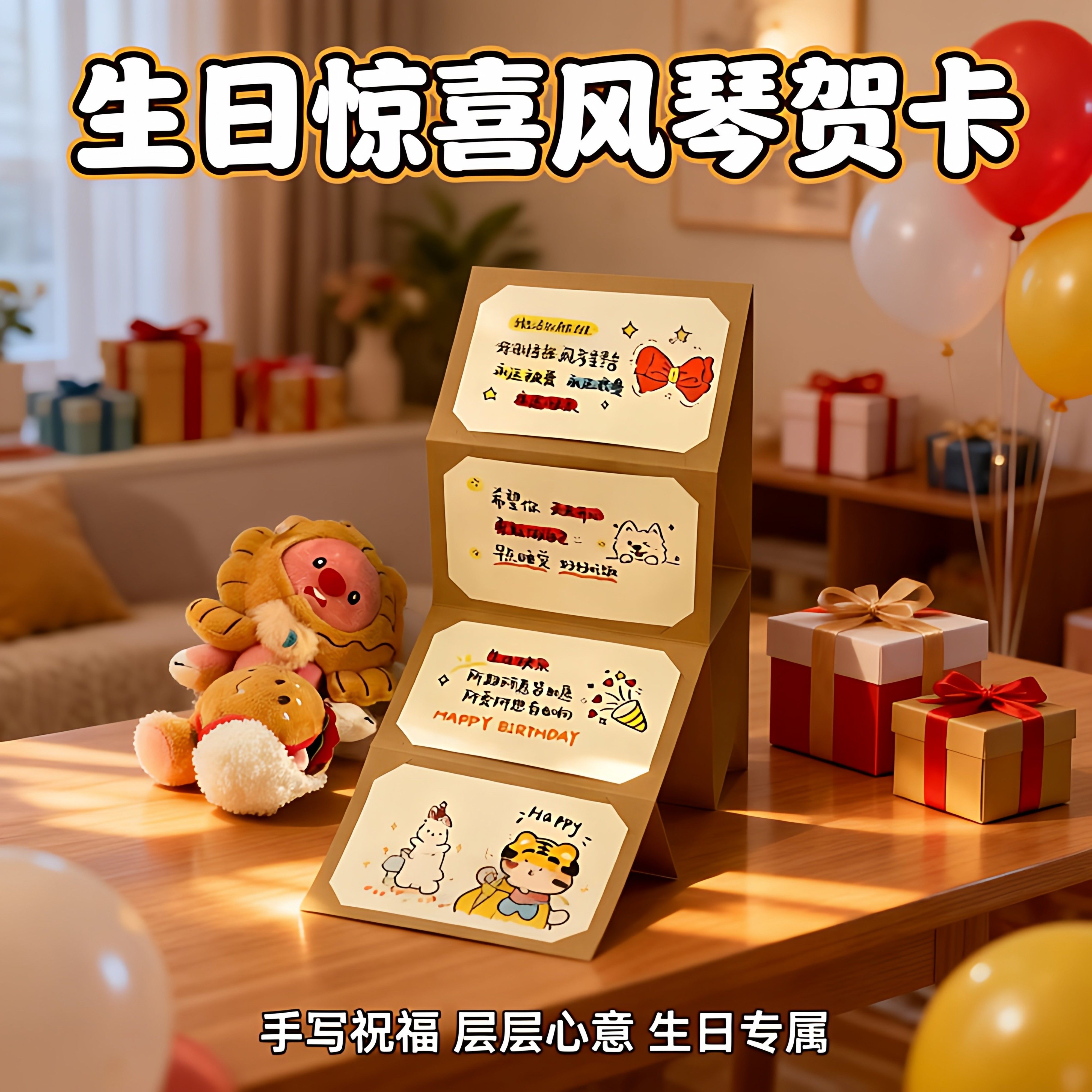 风琴本卡册抽拉式贺卡手工DIY材料包高颜值ins风送对象闺蜜礼物,节庆用品/礼品,贺卡/卡片,淘宝优惠券,粉丝福利购,淘宝优惠卷