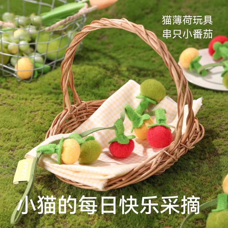 番茄逗猫棒耐咬猫咪玩具