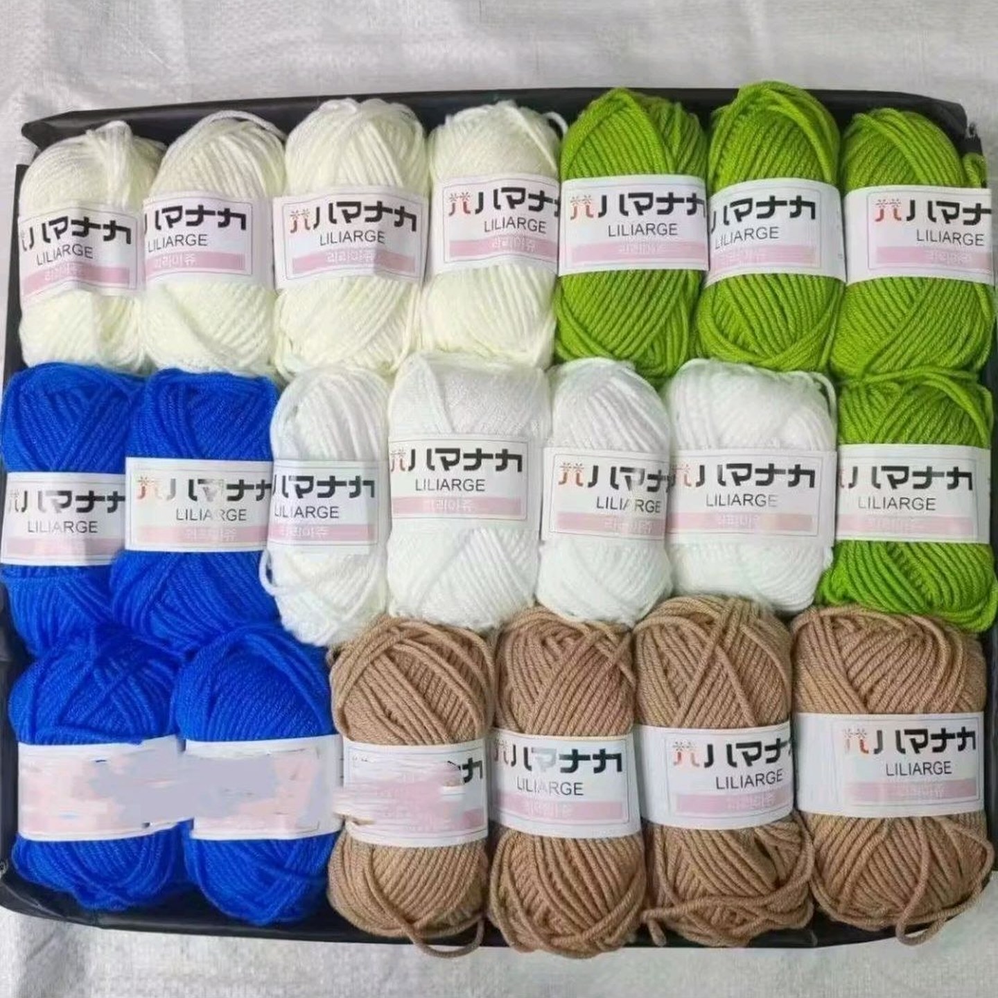 天蓝4宝石蓝4深宝蓝4雅绿4浅灰4双头钩针工具清仓处理四股牛奶毛