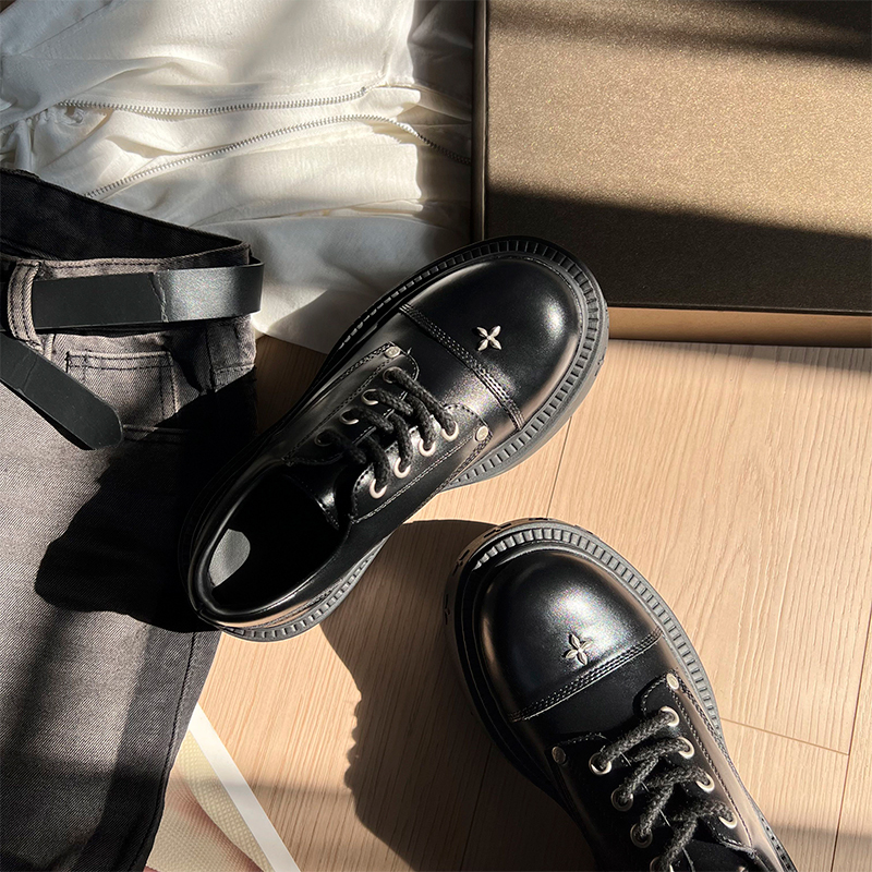 绒面真皮厚底鞋增高9厘米德比鞋