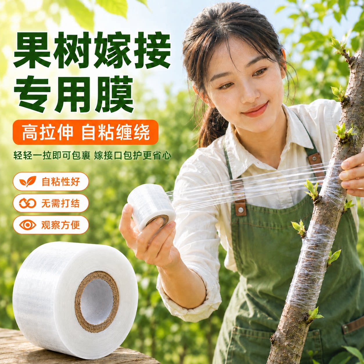 果树嫁接PE免拆自粘薄膜